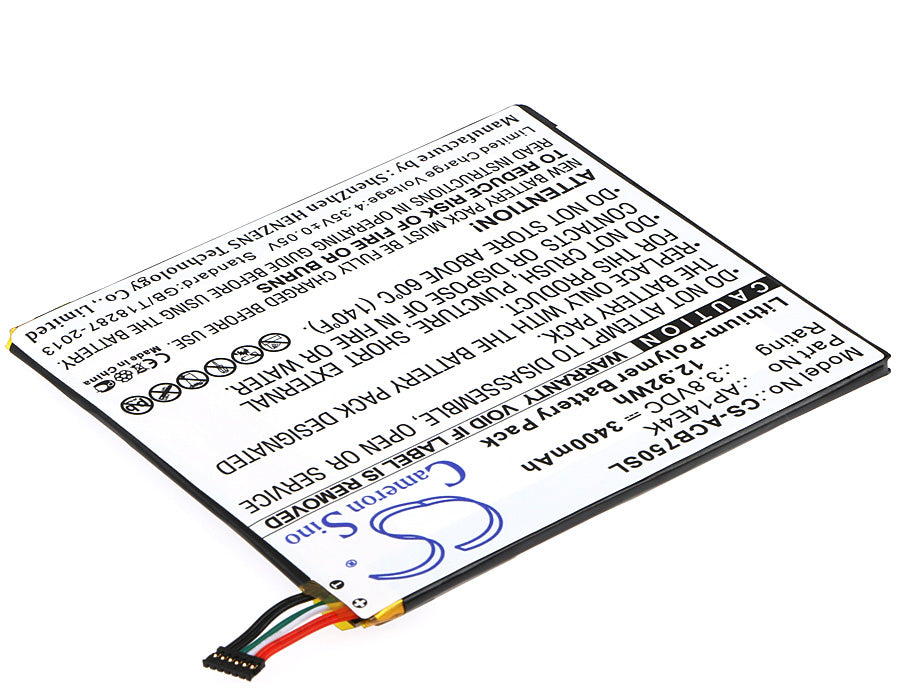 Original Acer Iconia One 7 B1-750 Tablet Replacement Battery - Genuine OEM Part - Long Lasting Power for Home, Office & Travel Use
