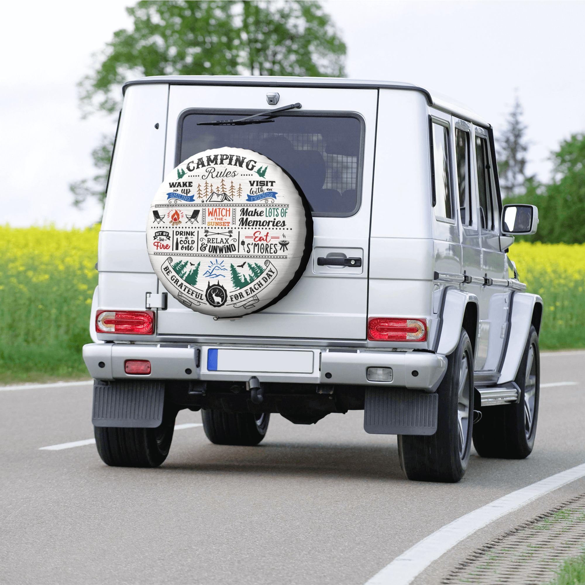 Universal 14 Inch Weatherproof RV Spare Tire Cover - Camper, Trailer, SUV & Truck Wheel Protector for Outdoor Travel & Camping Adventures