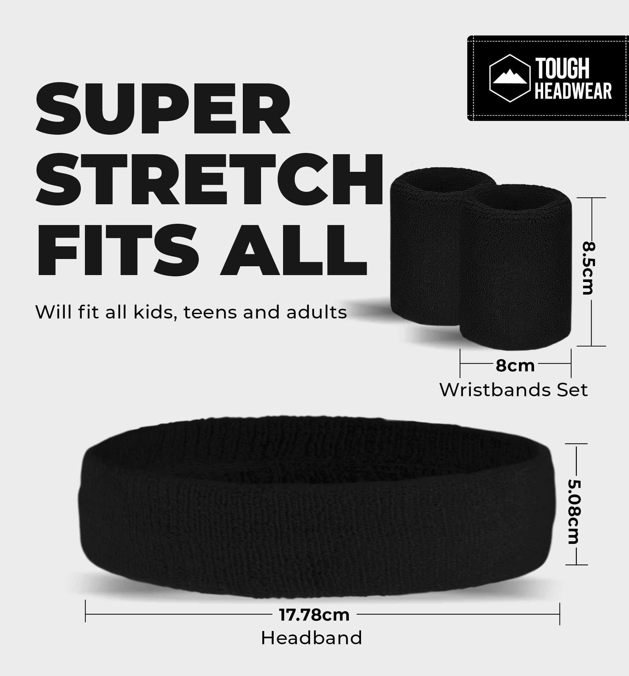 Breathable Terry Cloth Sweatband Set - Moisture Wicking Headbands & Wristbands for Men & Women - Perfect for Tennis, Basketball, Gym Workouts & Sports Activities | Stay Dry During Exercise & Fitness Training