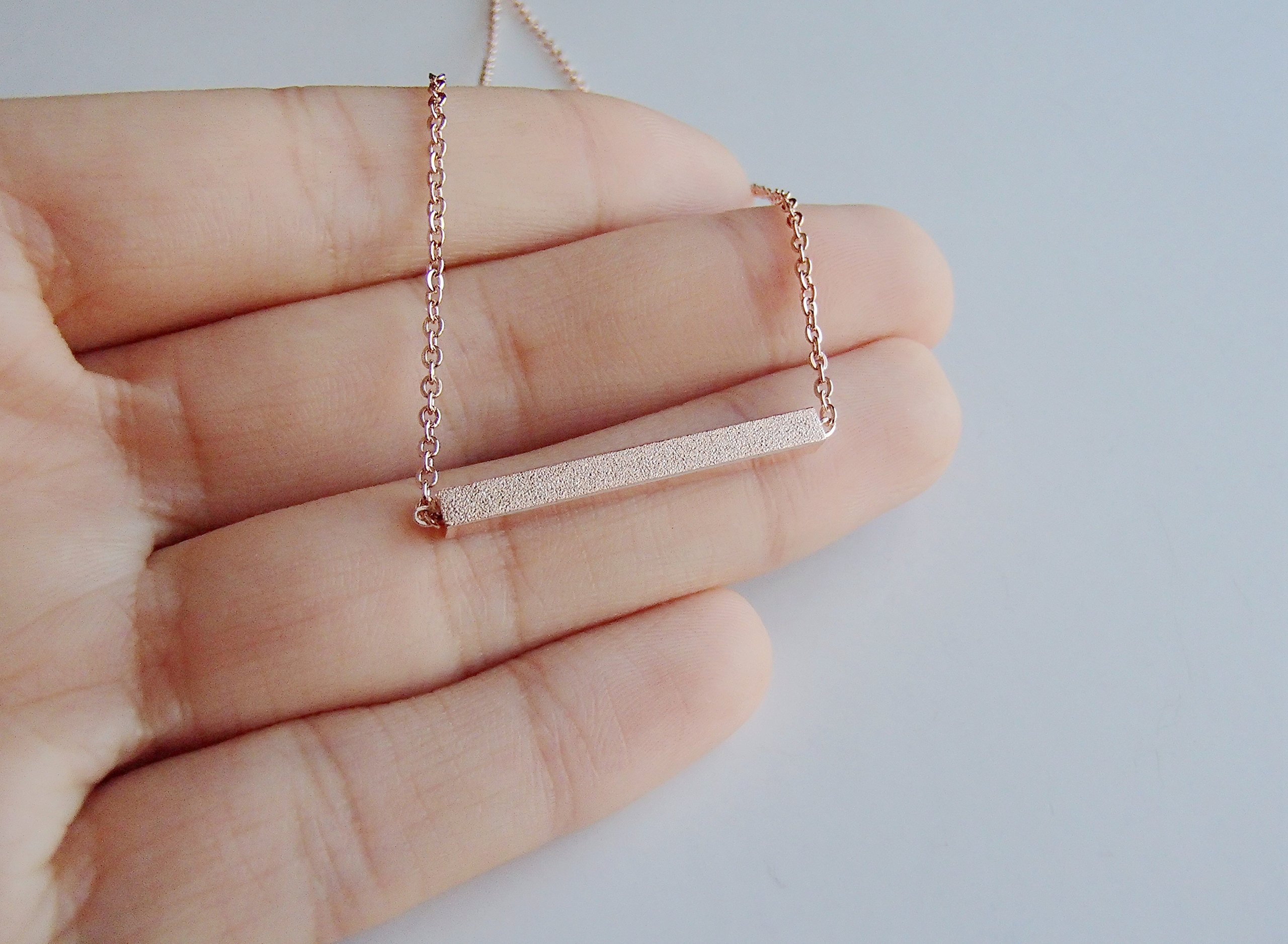 Minimalist Rose Gold Horizontal Bar Necklace for Women - Elegant Layering Jewelry for Everyday Wear, Date Night & Special Occasions