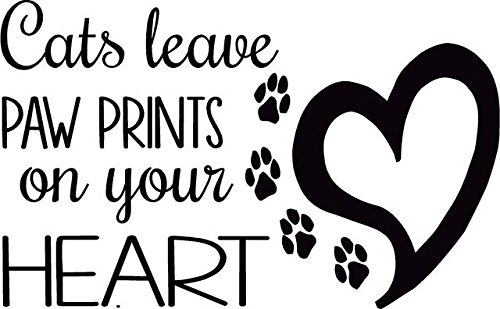 Cat Paw Print Wall Decal - Heart Shaped Bedroom Sticker (20