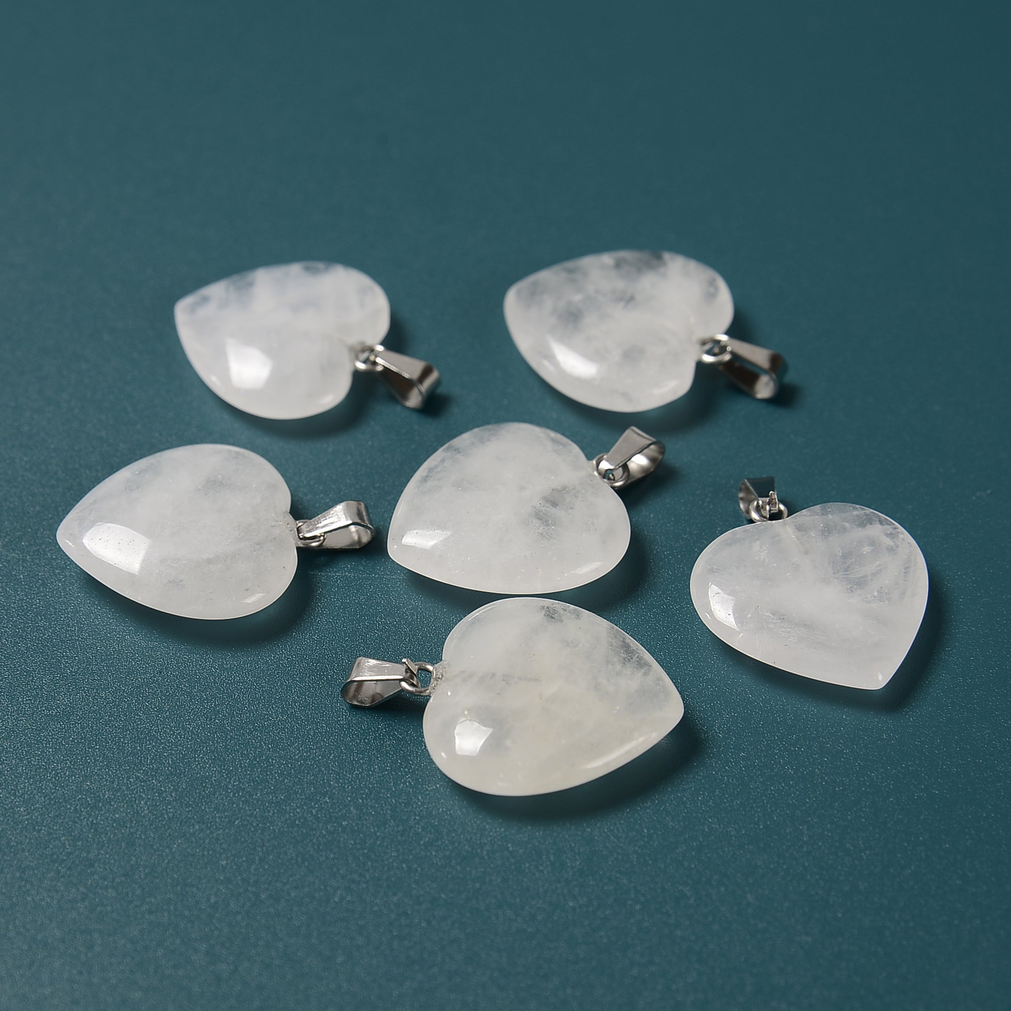 01 Natural Gemstone Heart Shape Charm Pendant - 20mm Size - 6PCS/Bag - Perfect for Jewelry Making, DIY Crafts, Gift Giving & Bracelet/Necklace Designs