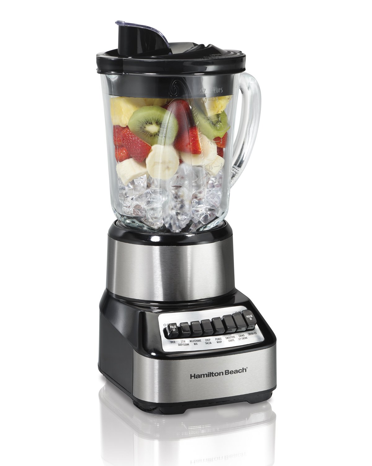 Hamilton Beach Wave Crusher Blender with 40oz Glass Jar & 6-Speed Electric Hand Mixer Set - Includes Snap-On Storage Case, Wire Beaters, Whisk & Bowl Rest - 250W White (62682RZ) - Perfect for Smoothies, Baking & Kitchen Mixing