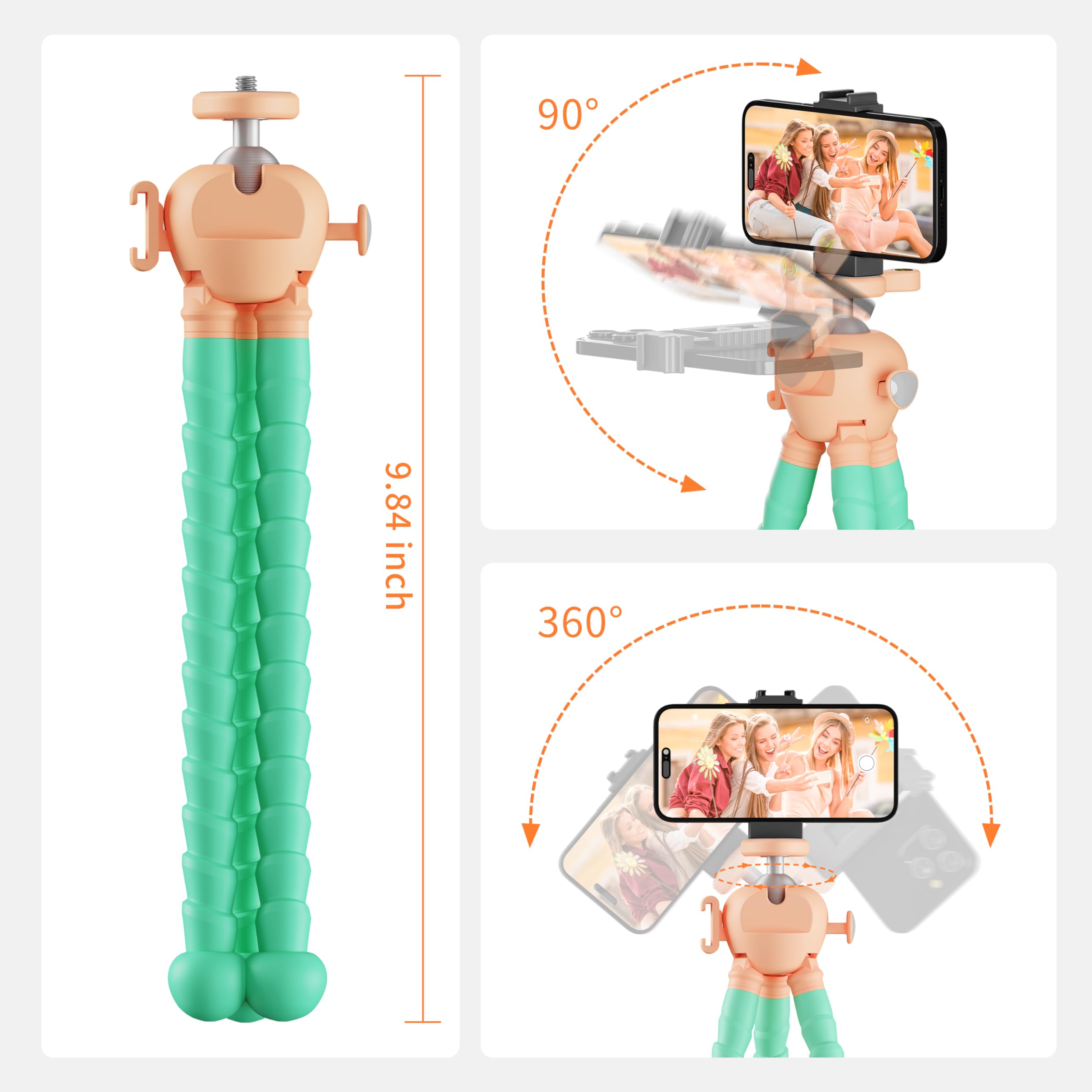 Flexible Phone Tripod Stand with Wireless Remote & Adjustable Phone Holder - Portable Mini Octopus Tripod for iPhone, Samsung, Canon & Nikon Cameras | Perfect for Travel Vlogging, Selfies, Live Streaming & Outdoor Photography
