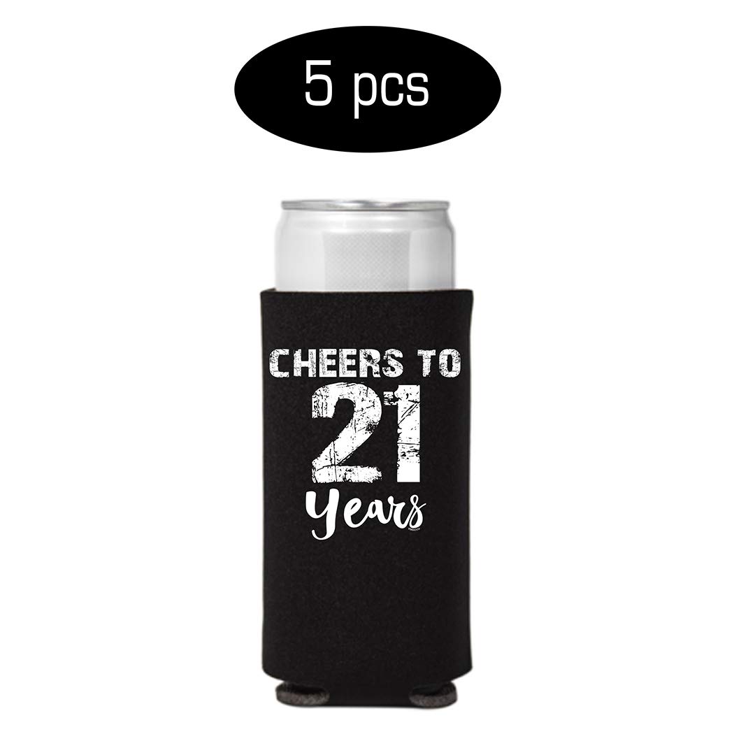 21st Birthday Can Coolie Holder - Funny 21 Cheers to 21 Years Koozies for Wedding Favors, Bachelorette Party & Groomsmen Gifts - Perfect for Dirty 21st Birthday Decorations & Celebrations