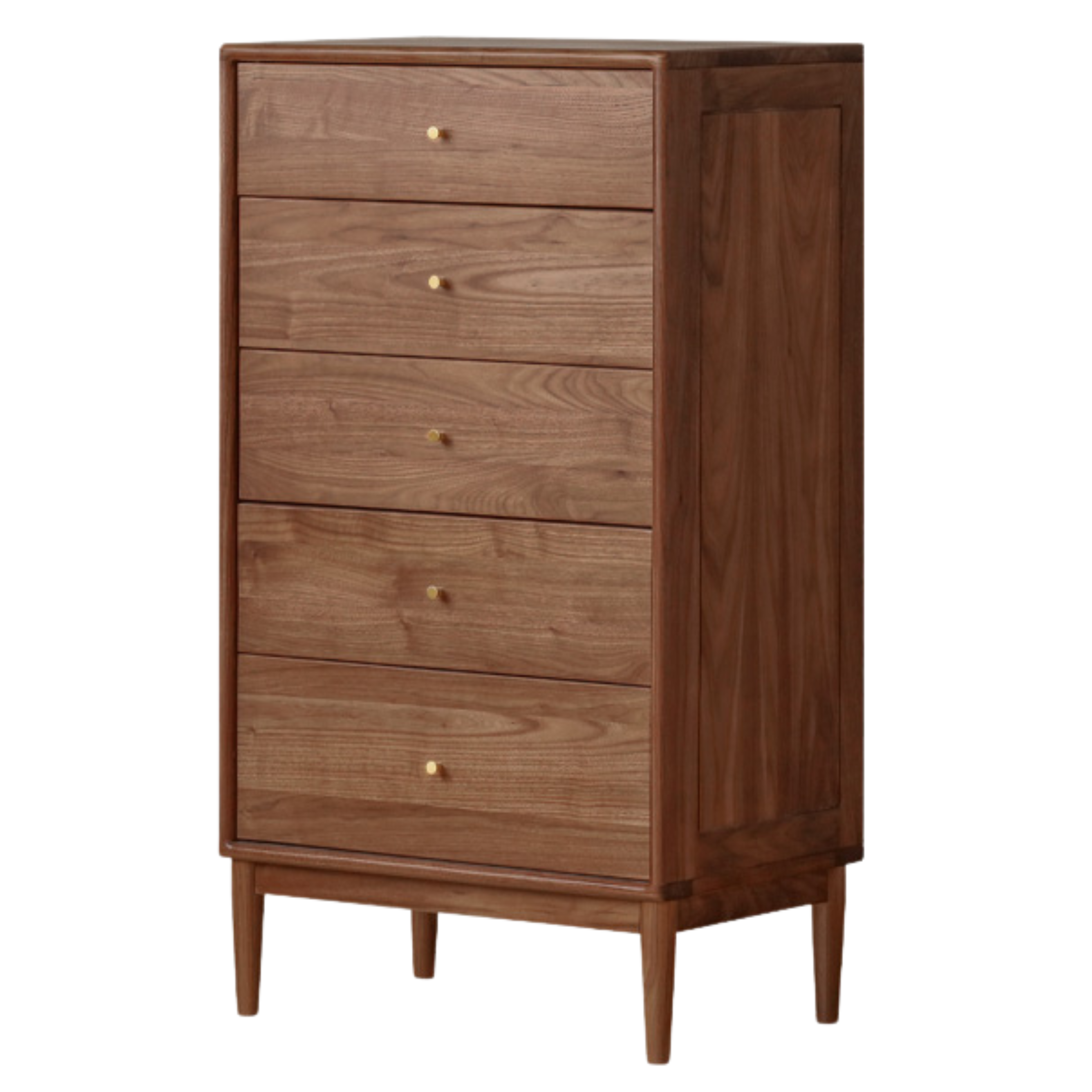 24x15.7x43.7 inch / 61x40x111 cm / walnut color / black walnut metal slide chest of drawers