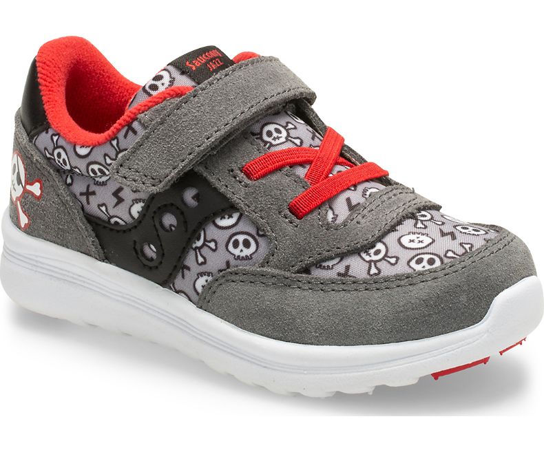 Saucony Grey/Pirate Red Baby Jazz Lite Sneakers for Toddlers & Infants - Comfortable First Walking Shoes for Boys & Girls - Perfect for Playtime & Everyday Wear