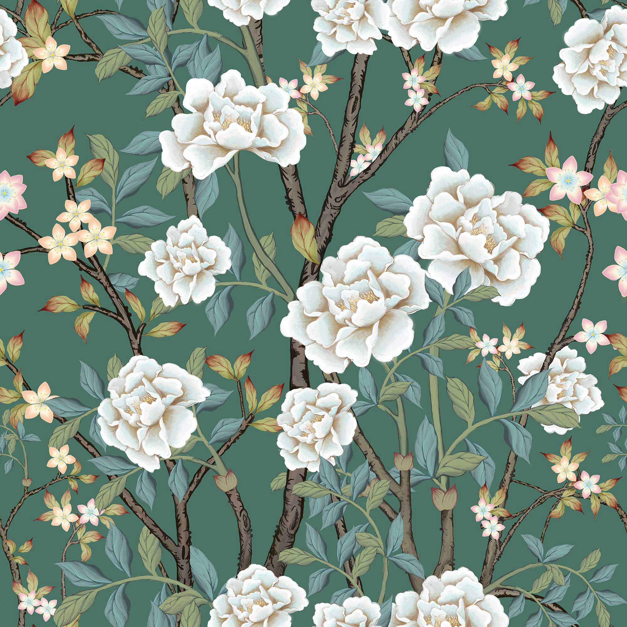Green Bathroom Wallpaper Sample - Waterproof & Peel-and-Stick - Modern Floral Design for Bathroom, Kitchen & Powder Room Decor