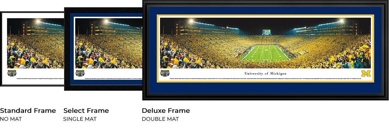 Michigan Football Under The Lights Panoramic Poster & Framed Picture - Blakeway Panoramas Wall Art for Game Room, Sports Bar & Man Cave Decor