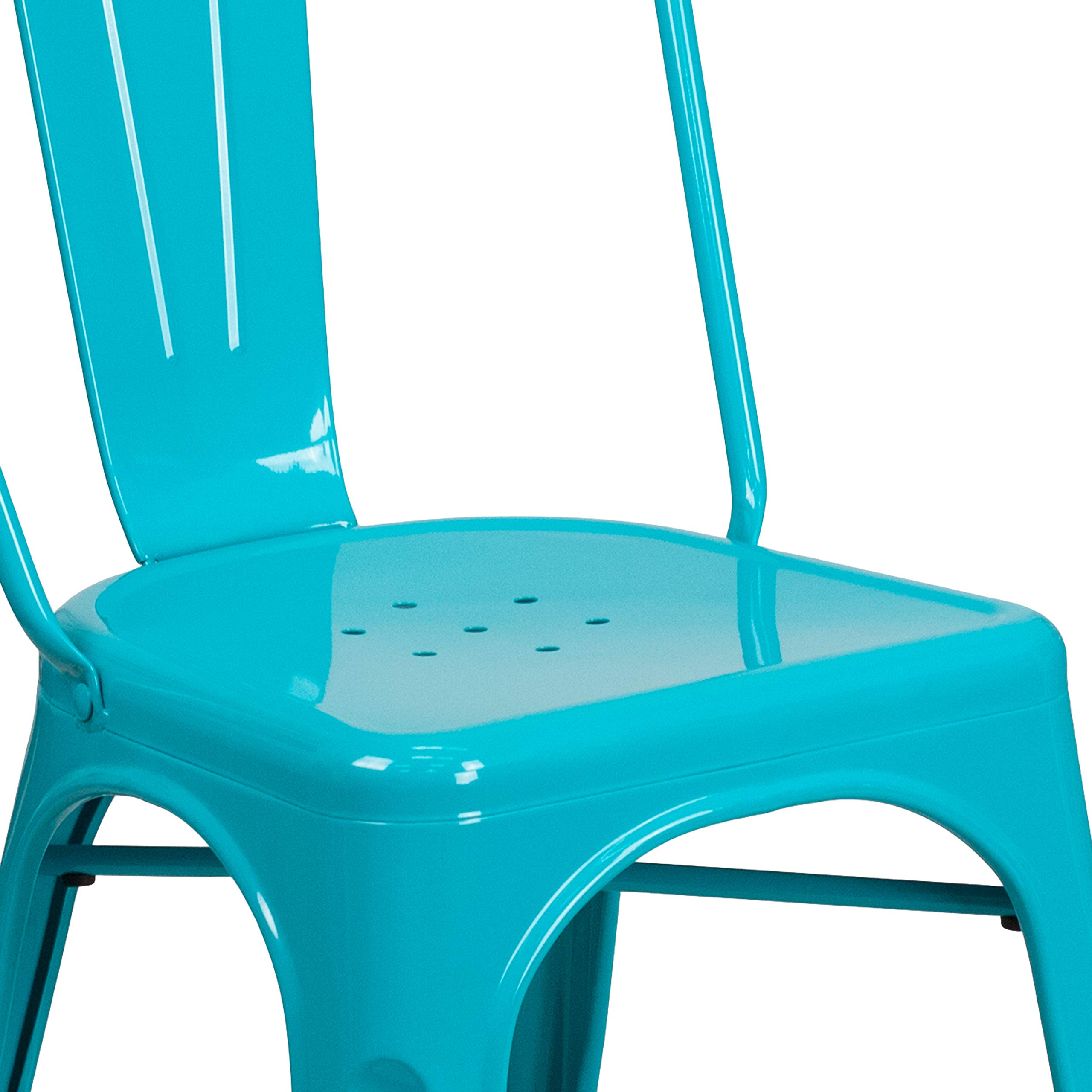 EMMA + OLIVER Commercial Grade Teal-Blue Metal Stackable Chair for Indoor & Outdoor Use - Perfect for Restaurants, Cafes, Patios, and Events