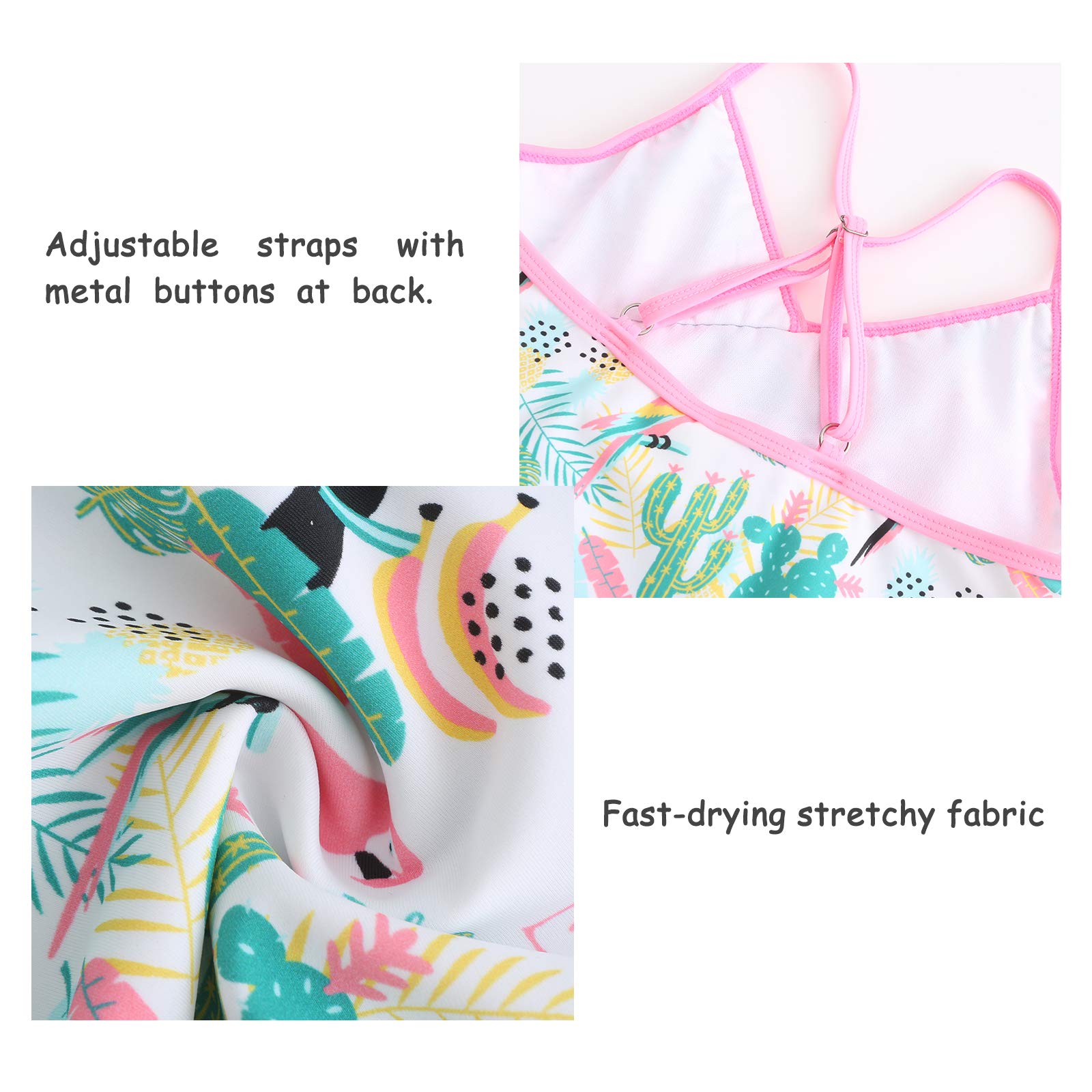Hawaiian Girls One Piece Swimsuits with Ruffle - Cute Bathing Suit for Beach, Pool, and Summer Vacation