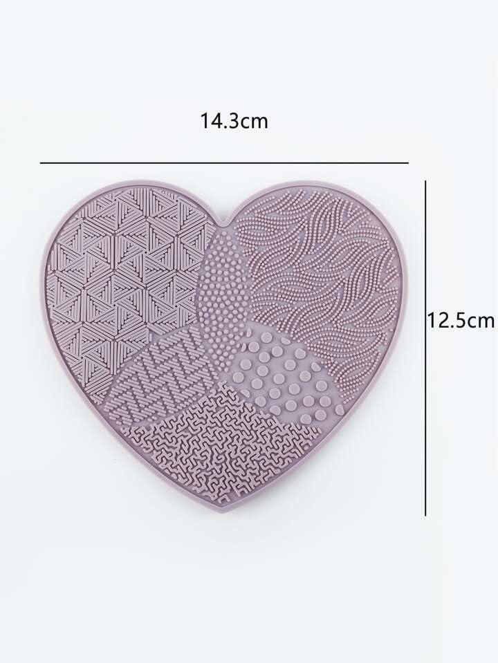 Heart-Shaped Silicone Cleaning Mat for Makeup Brushes - Scrubber Board for Foundation & Cosmetic Tools - Gentle Wash Pad for Women & Girls (Skin-Friendly) - Perfect for Daily Makeup Brush Cleaning & Maintenance