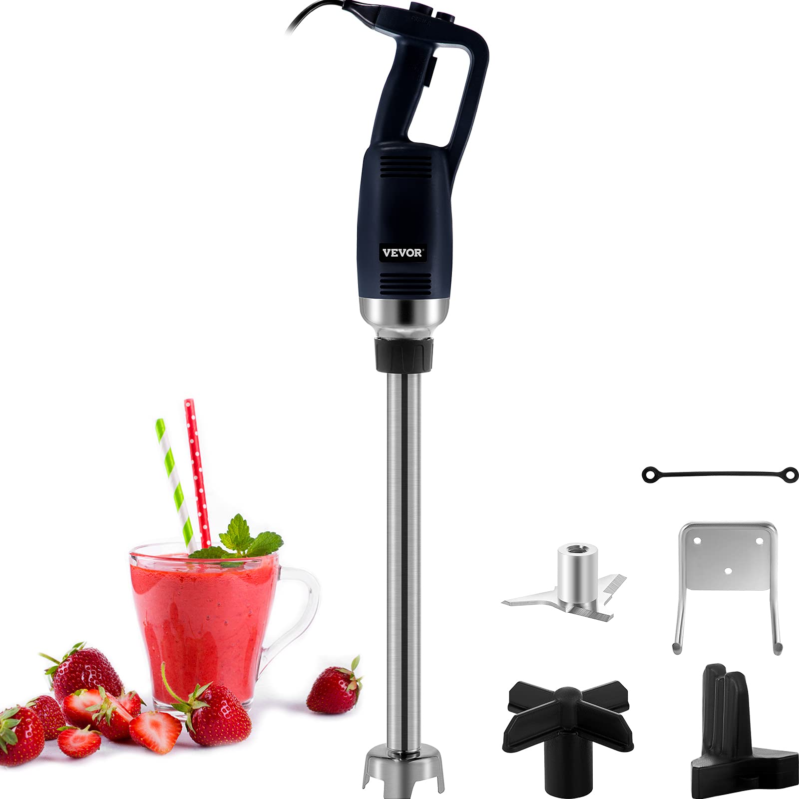 VEVOR 750W Commercial Immersion Blender - Variable Speed Heavy Duty Hand Blender with 304 Stainless Steel Shaft (19.7