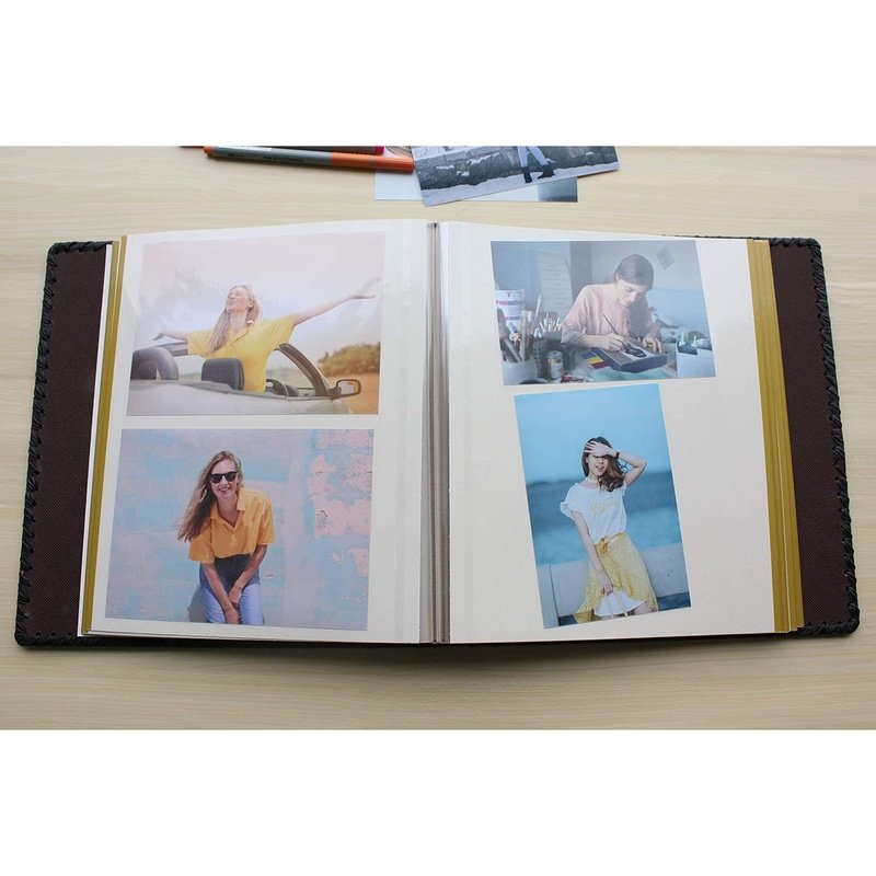 Premium Leather Photo Album Book - Holds 3x5, 4x6, 5x7, 6x8 & 8x10 Pictures - Perfect for Wedding, Family & Travel Memories Preservation