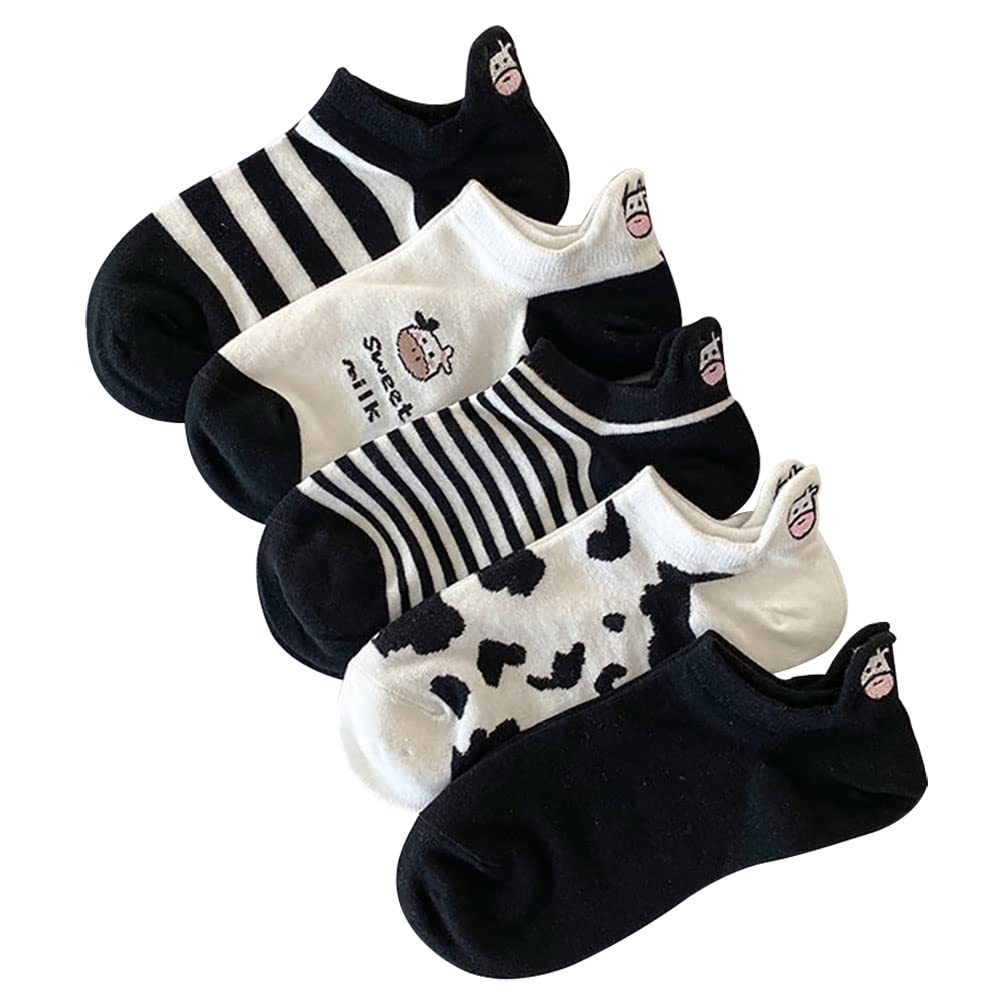 **Xhonp Women's Ankle Socks - 5 Pairs Cute Cotton Low Cut Socks with Kawaii Embroidery - Funny & Comfortable Casual Socks for Daily Wear, Workout, and Gifts**