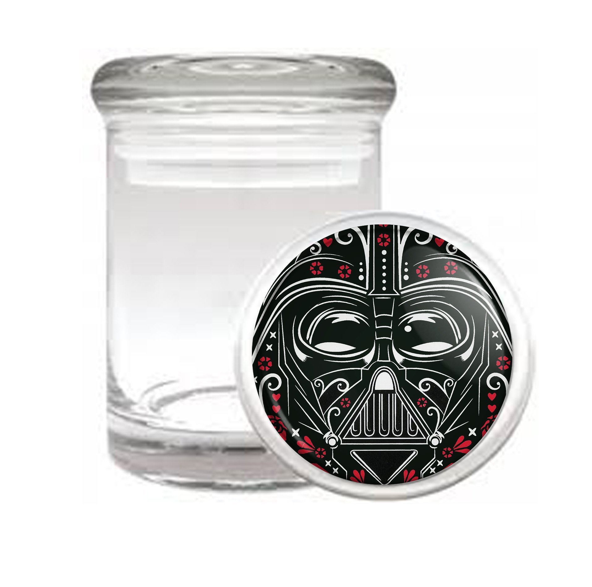 Darth Vader Sugar Skull Glass Jar - Star Wars Sith Lord Collectible - Odorless & Airtight for Medical Storage - Perfect for Halloween Decor, Gift Boxes & Display Cases