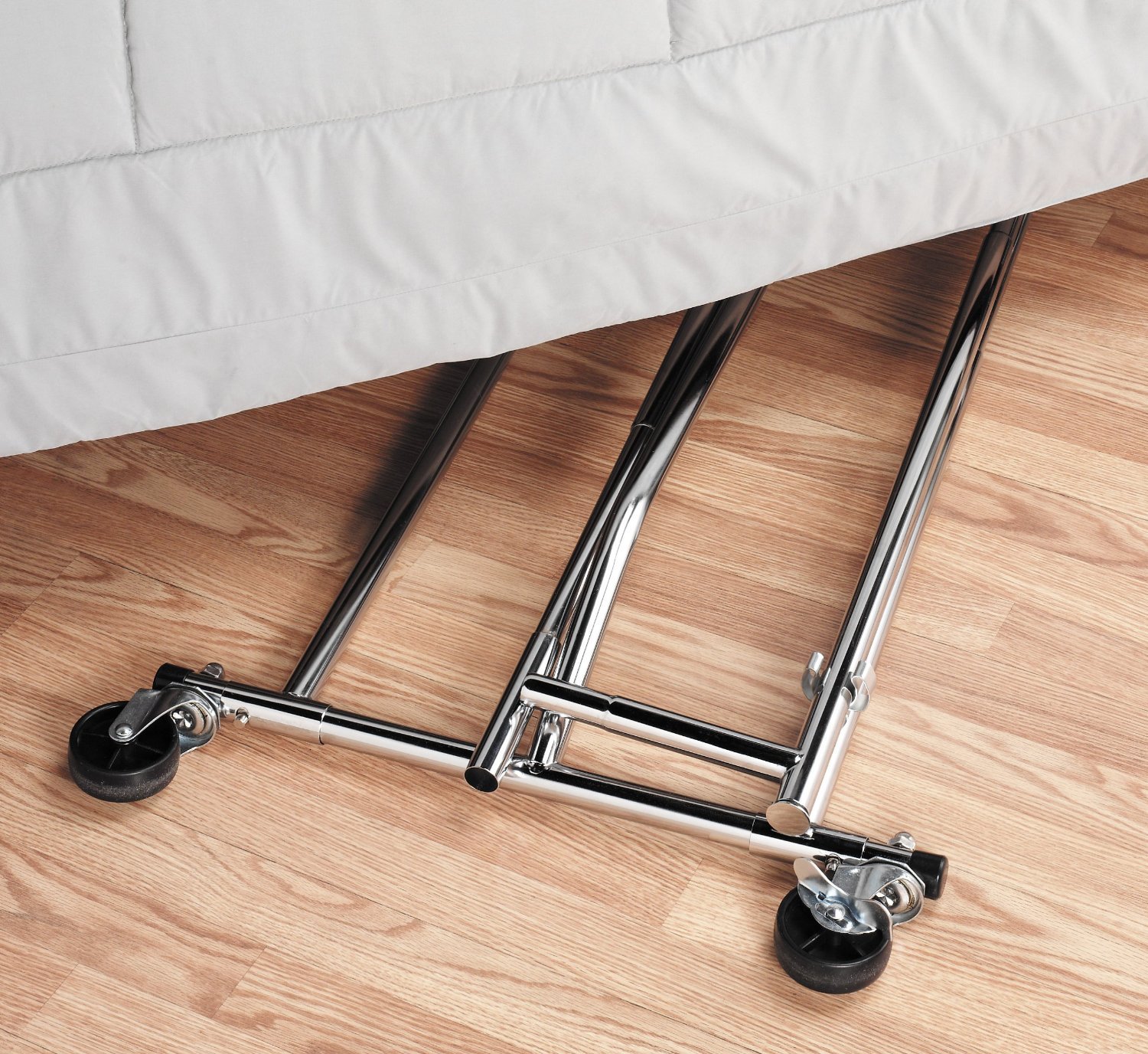 Whitmor Adjustable Rolling Garment Rack - Collapsible Chrome Clothes Hanging Organizer for Closet, Laundry Room & Bedroom Storage