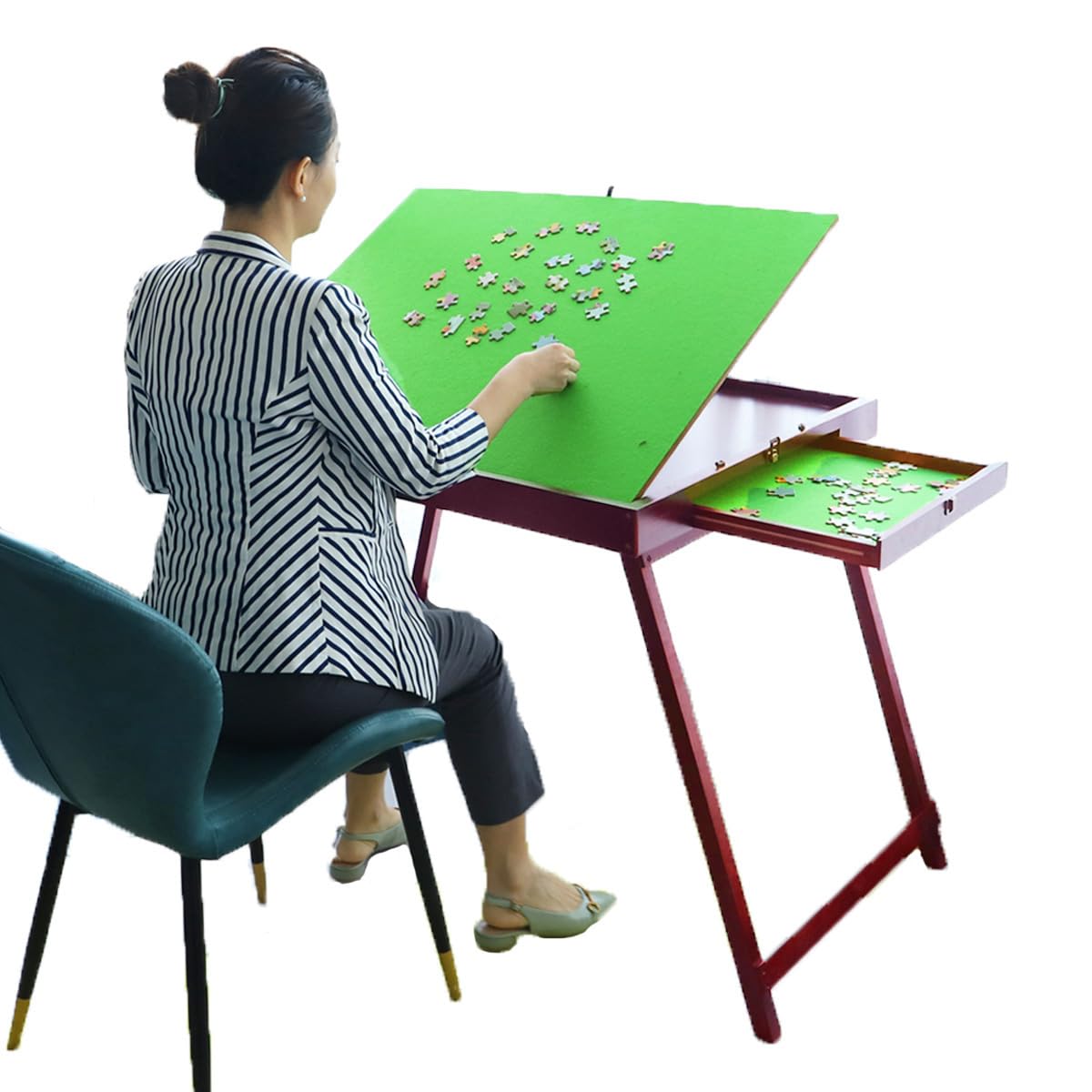 Premium Wooden Jigsaw Puzzle Table with 2 Storage Drawers - Large Portable Folding Puzzle Board with Adjustable Tilting & Non-Slip Surface - Perfect for 1500 Piece Puzzles - Ideal for Adults, Puzzle Enthusiasts & Family Game Nights