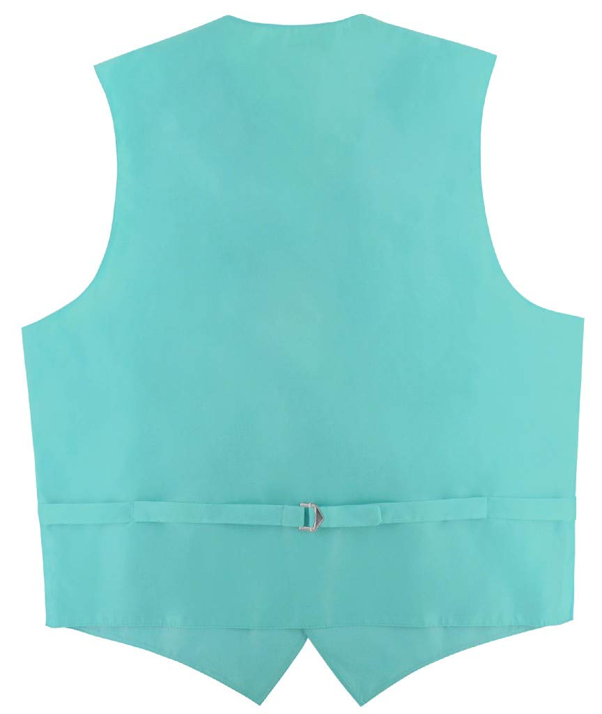 Men's Slim Fit Dress Vest & Skinny Necktie Set - Solid Turquoise Aqua Blue 2.5 Inch Formal Tie | Perfect for Weddings, Business Meetings & Special Occasions