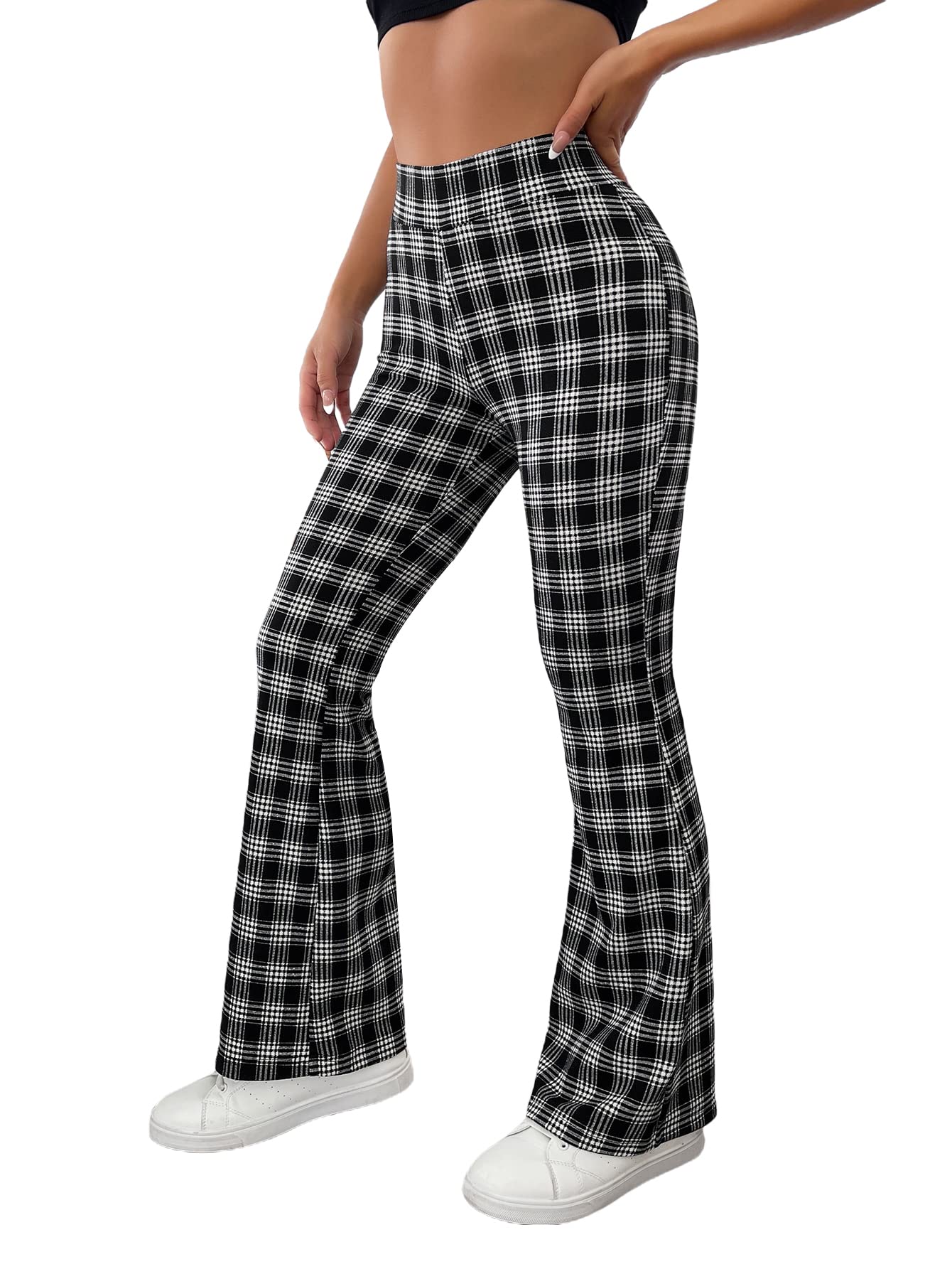 Romwe Women's High Waisted Bootcut Yoga Pants - Sunflower Print Wide Leg Lounge Pants for Yoga, Workout & Casual Wear
