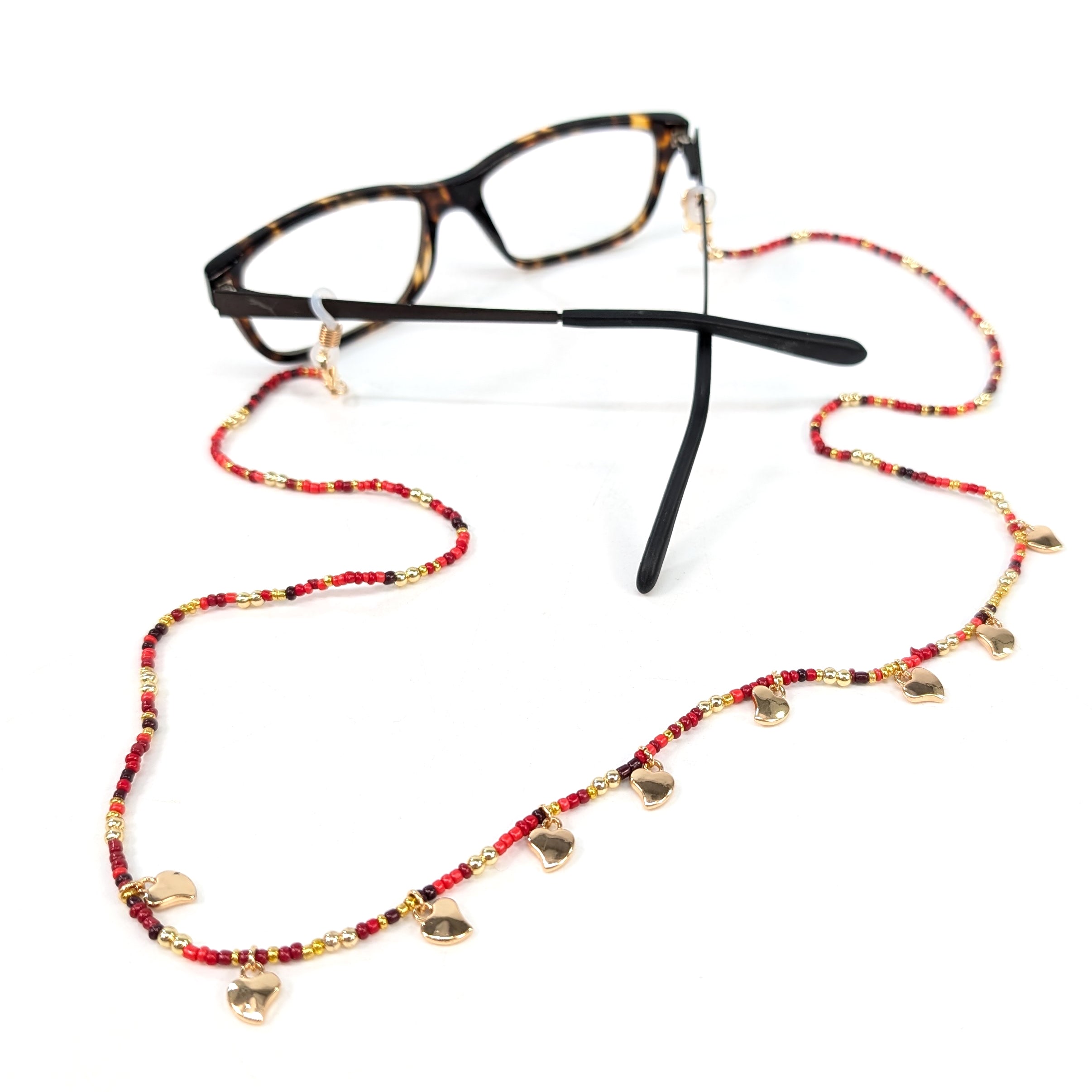 Red Heart Glasses Chain - Stylish & Adjustable Eyewear Holder for Women & Men - Perfect for Reading, Driving, and Fashion Accessories