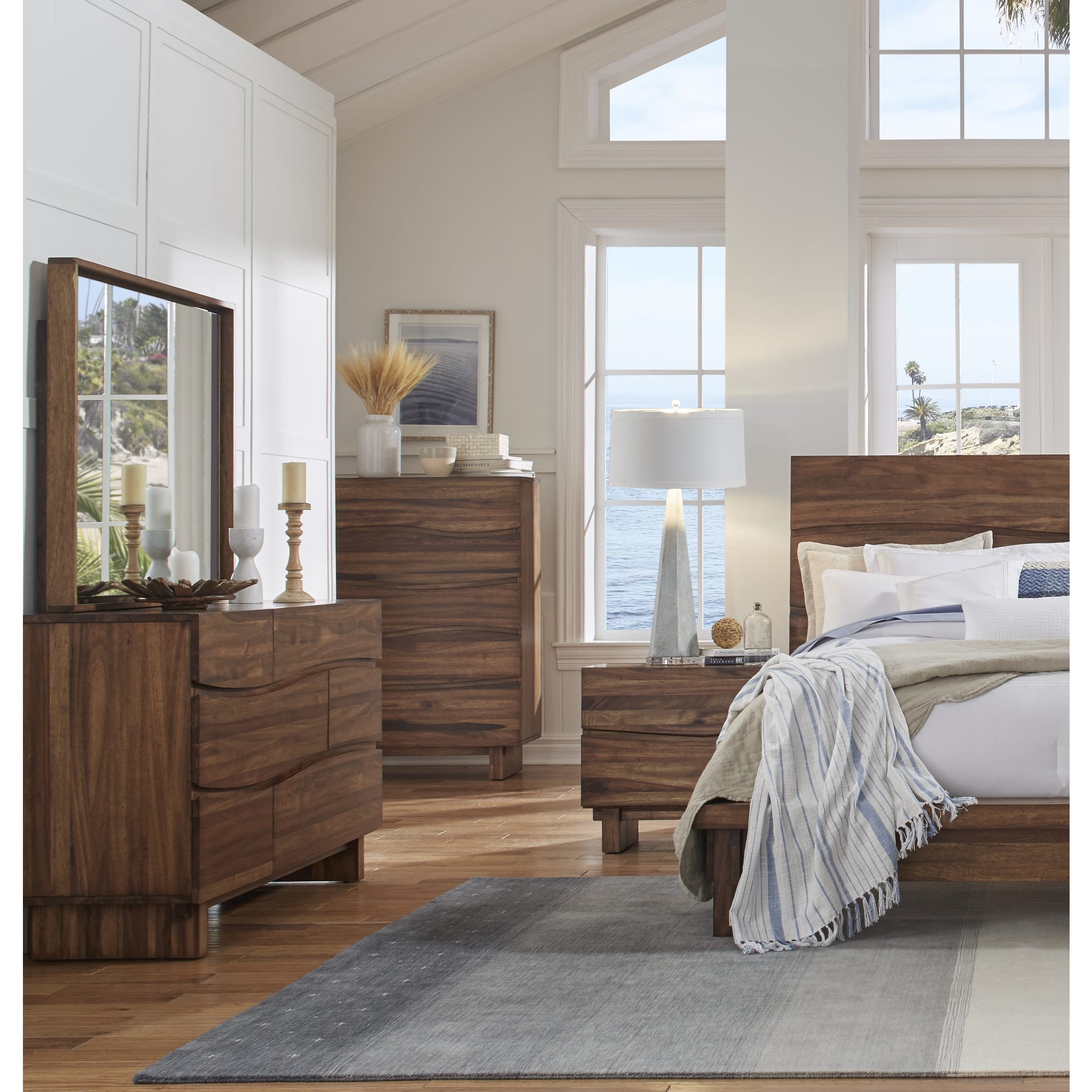 2024 Ocean Six Drawer Solid Wood Dresser - Natural Sengon Wood Bedroom Furniture for Master Bedroom, Guest Room & Nursery Storage