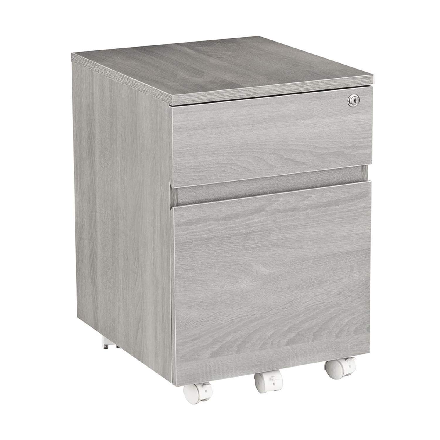 Techni Mobili Grey 2-Drawer Vertical Rolling File Cabinet with Lock - Secure Storage for Office, Home, or Classroom Organization