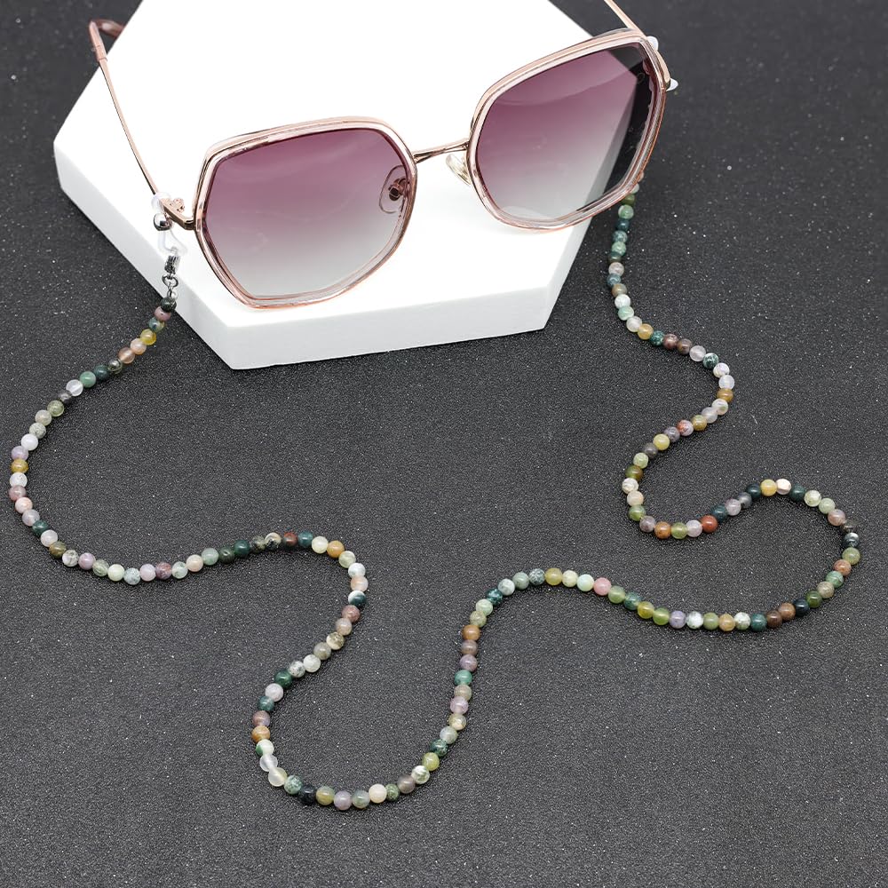 LuReen Stylish Eyeglasses Chain for Women - Natural Stone Beaded Glasses Strap & Lanyard | Fashionable Necklace-Style Eyewear Holder for Reading, Driving & Outdoor Activities