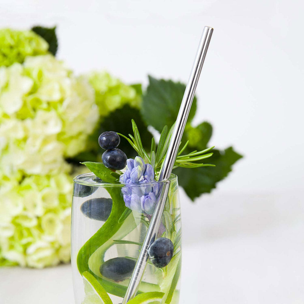 Eco-Friendly BarBados Stainless Steel Drinking Straws - 6 Pack Reusable Metal Straws for Smoothies, Iced Coffee & Cocktails | Dishwasher Safe, BPA-Free | Perfect for Home, Office & Travel Use