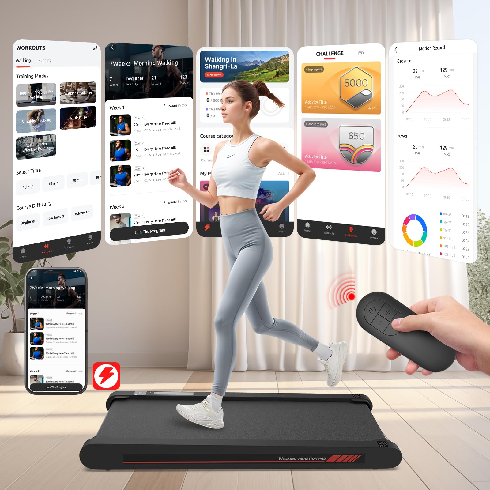 Sperax 4-in-1 Vibration Plate Exercise Machine & Under Desk Treadmill - 350 Lb Capacity Portable Walking Pad with APP - Home Fitness Equipment for Weight Loss, Circulation & Muscle Toning - Perfect for Office, Home Workout & Small Spaces
