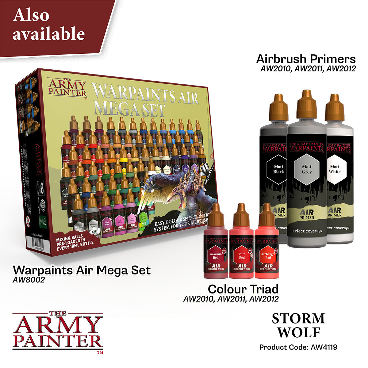 Warpaints Air: Storm Wolf - Premium Miniature Paint Set for Tabletop Gaming - Perfect for Warhammer, D&D, and Fantasy Miniatures