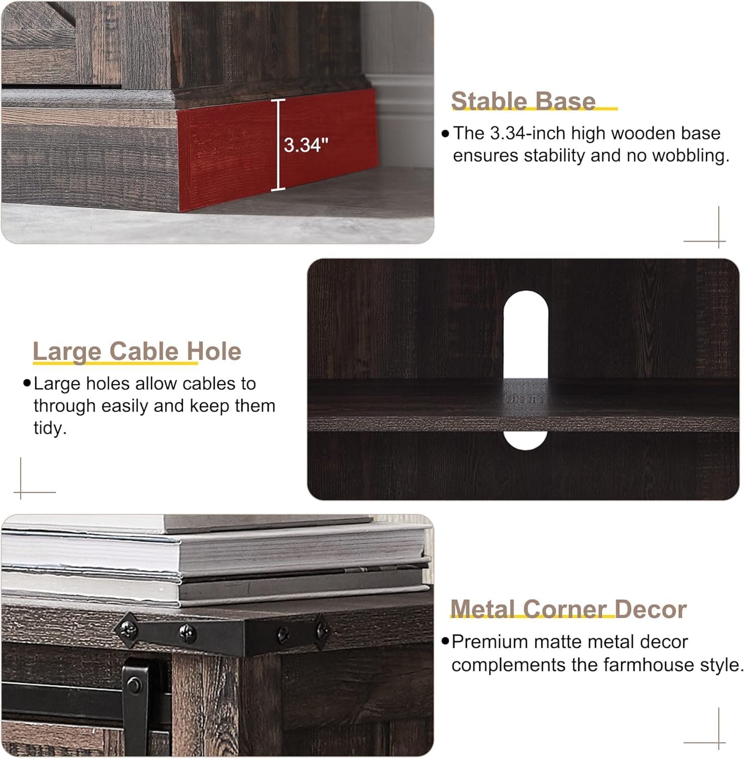 Rustic Farmhouse TV Stand for 75 Inch TV - Wood Entertainment Center with Sliding Barn Doors & Storage Shelves - Dark Oak Media Console Cabinet for Living Room, Home Theater, and Family Room Decor
