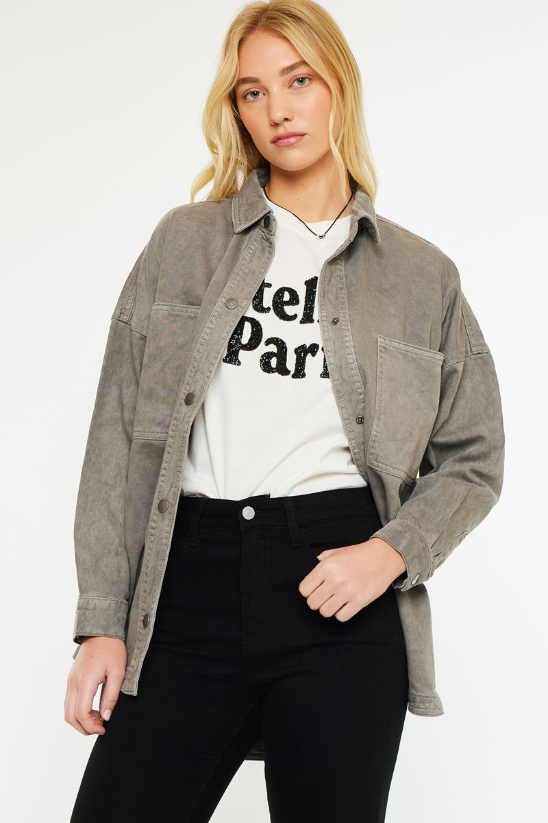 Claire Oversized Shirt Jacket for Women - Stylish Long Sleeve Button Down Shacket - Perfect for Casual Outfits, Layering & Fall Fashion