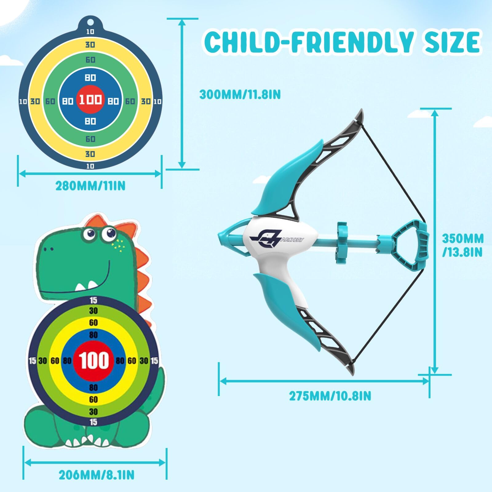 COSOOS 2 Pack Kids Bow and Arrow Set - Safe Archery Toy for Boys & Girls Ages 3-8 with 20 Suction Cup Arrows & 4 Targets - Indoor Outdoor Sports Game for Birthday Party, Backyard Play, and Camping Activities