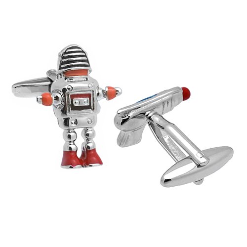Robot & Gun Cufflinks for Men - Unique Steampunk Style Tie Accessories - Perfect for Weddings, Business Meetings & Formal Events
