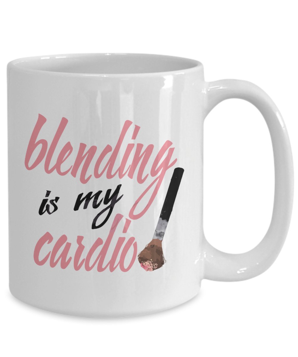 Funny Makeup Artist Mug - 'Blending is My Cardio' Coffee Cup - Unique Gift for Cosmetologists & Beauty Lovers - Perfect for Morning Coffee, Salon Breaks & Makeup Studio Decor