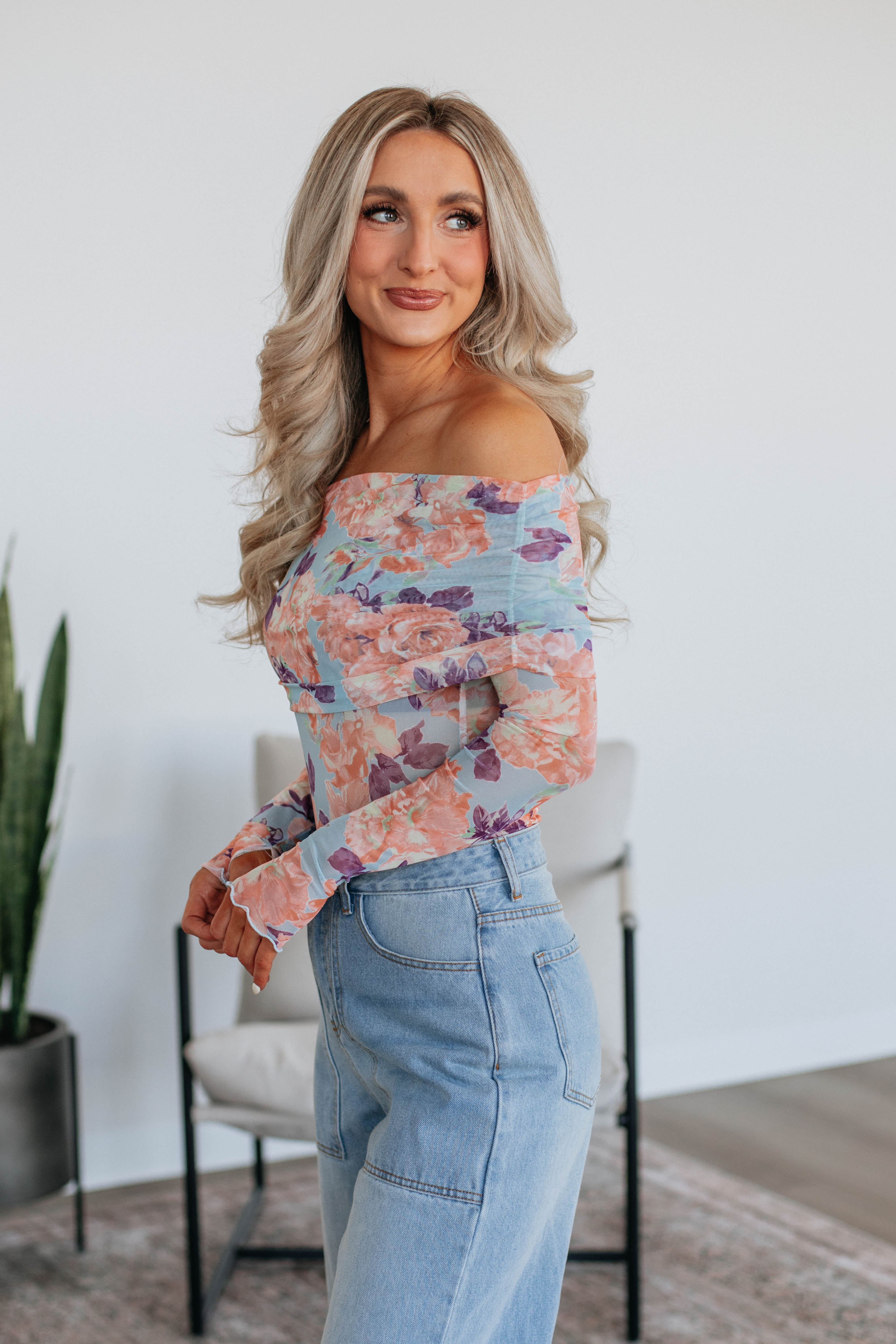 Elise Floral Mesh Bodysuit for Women - Peach Mix Lingerie, Sexy Lace Teddy Bodysuit - Perfect for Valentine's Day, Bridal Shower, or Romantic Nights