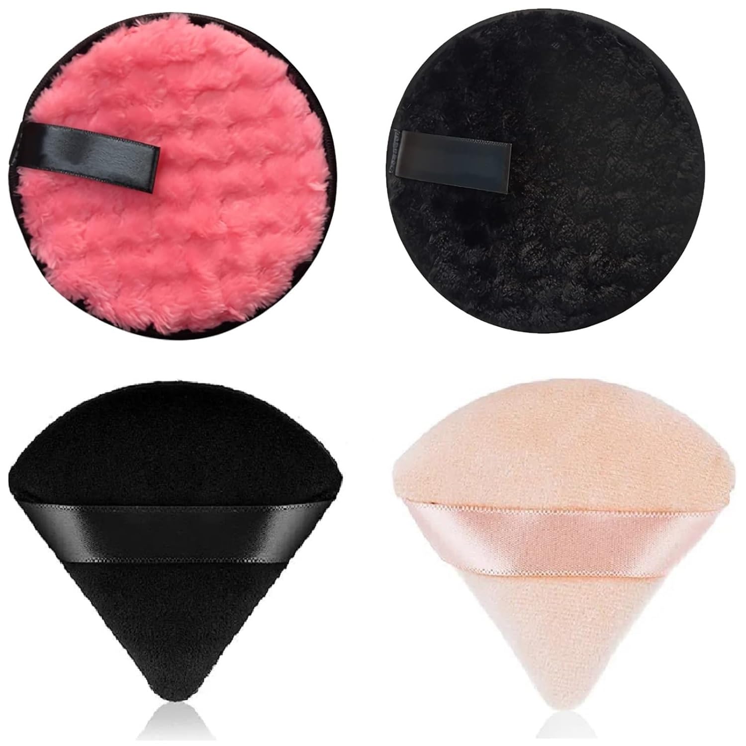 Beautiflame Round & Triangle Makeup Remover Pads - Soft Reusable Face Cleansing Sponges for Loose Powder, Foundation & Cosmetic Removal (2-Piece Set) | Perfect for Travel, Daily Makeup Routine & Professional Makeup Artists