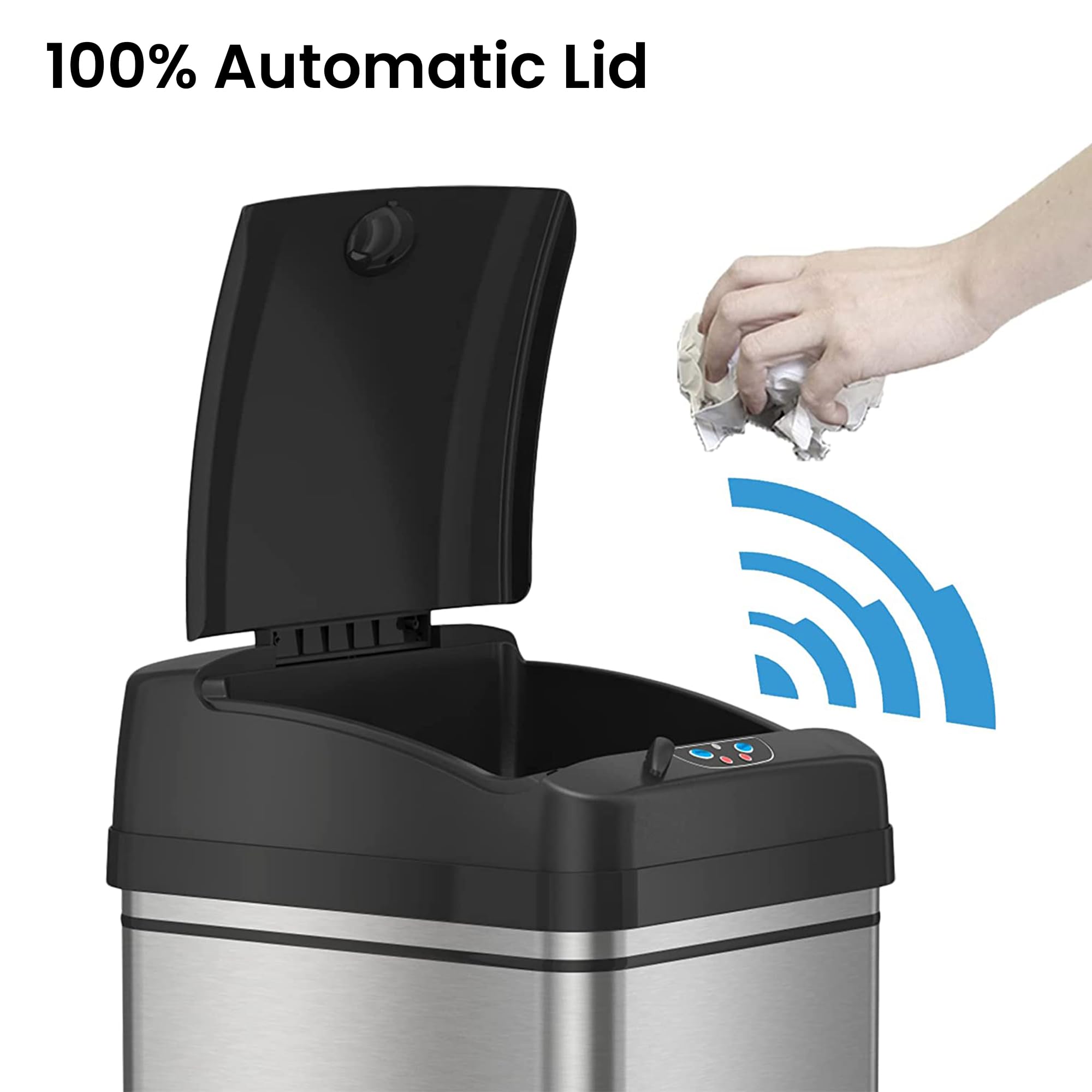 iTouchless 13 Gallon Automatic Touchless Trash Can with Sensor - Stainless Steel Kitchen Garbage Bin with 20 Trash Bags, Large Lid Opening - Perfect for Home, Office, Restaurant & Commercial Use (DZT13BG20)