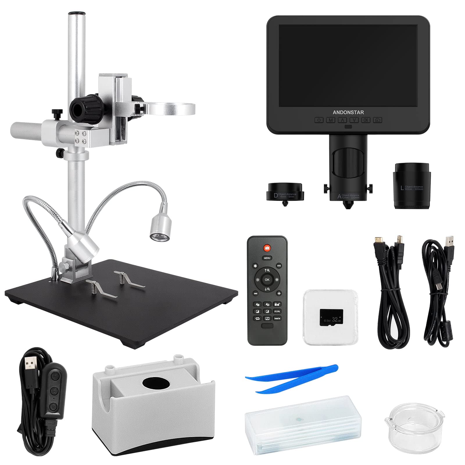 Andonstar AD246SM 2000X UHD 2160P HDMI Digital Microscope - Professional PCB Soldering & Electronics Repair Tool for Phone, Watch, Coin Inspection - Ideal for Hobbyists, Jewelers & Biology Labs