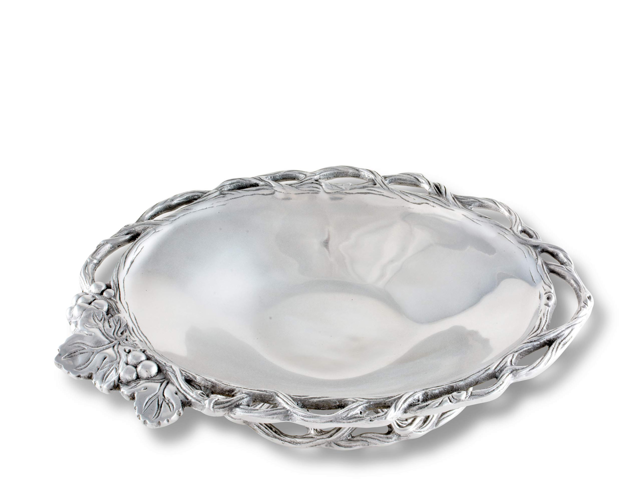 Arthur Court Designs 11.5 Inch Aluminum Grape Vine Vegetable Serving Dish - Elegant Fruit & Appetizer Tray for Parties, Weddings & Holiday Entertaining