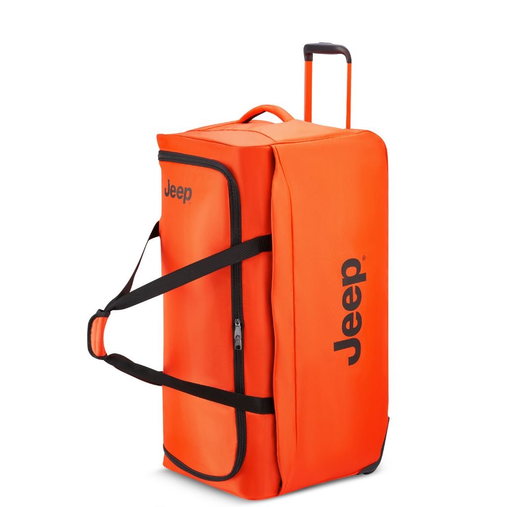 Jeep 83cm Duel Wheel Lightweight Large Duffle Bag - Orange | Waterproof Travel Duffel for Gym, Camping & Outdoor Adventures