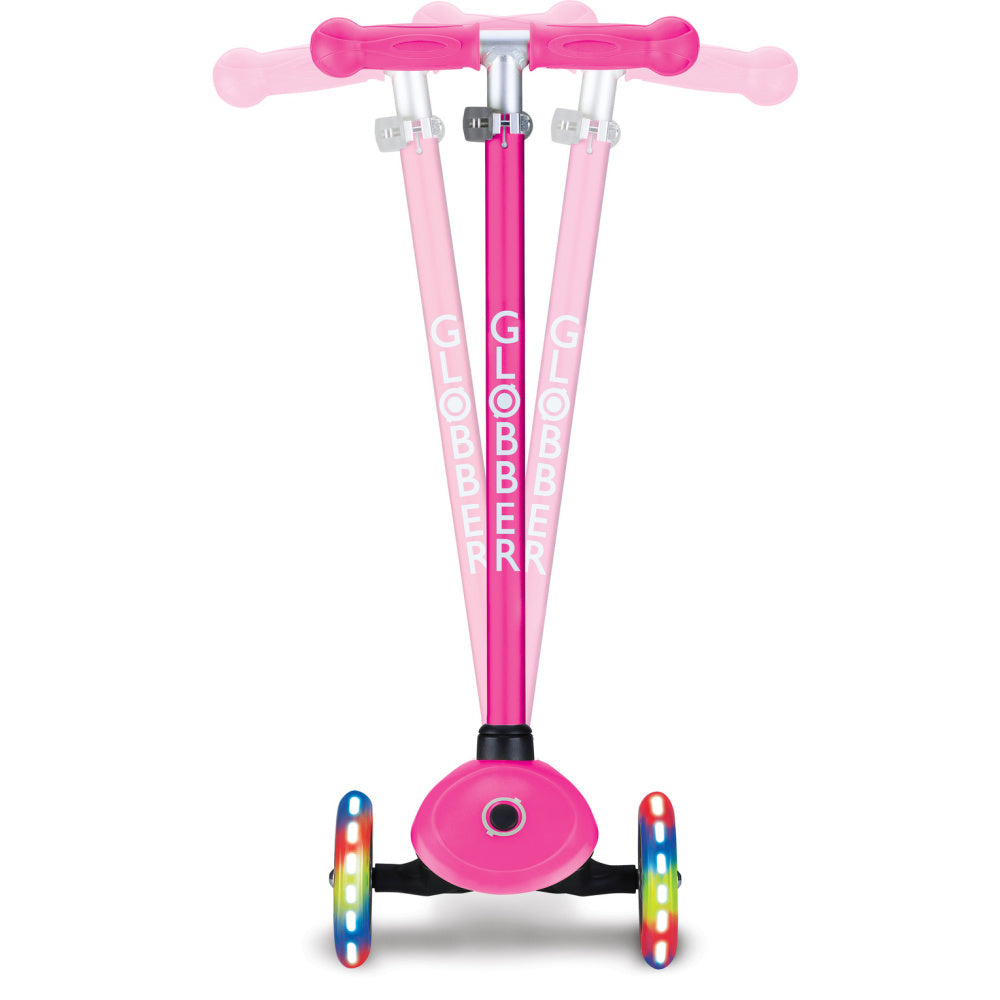 Globber Primo Lights V3 Anodized Bar 3-Wheel Scooter for Kids - Adjustable Height, LED Wheels, Lightweight Aluminum Frame - Perfect for Outdoor Play, Commuting & Neighborhood Rides