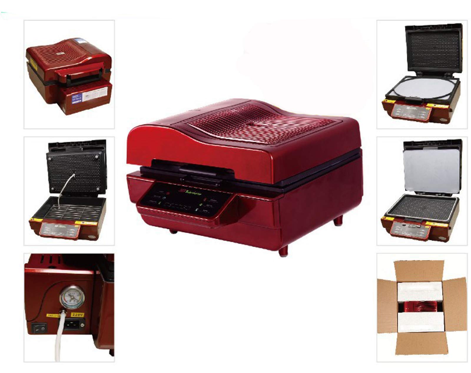 TECHTONGDA 3D Vacuum Heat Press Machine for Sublimation Printing - Multifunctional Heat Transfer Press Kit with Rubber Clamps & Water Bottles (110V) - Perfect for T-Shirts, Mugs, Plates & DIY Crafts