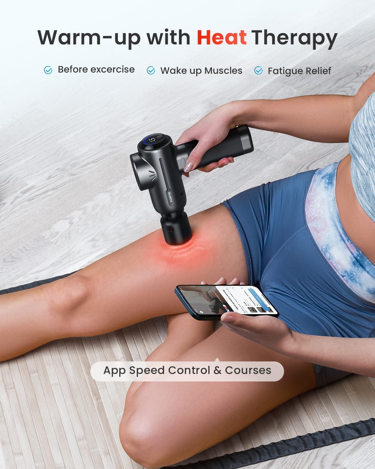 RENPHO Deep Tissue Massage Gun with Heat & Cold Therapy - Portable Percussion Muscle Massager, Bluetooth App Control, FSA/HSA Eligible, Includes Carry Case - Perfect for Athletes, Post-Workout Recovery & Mother's Day Gifts