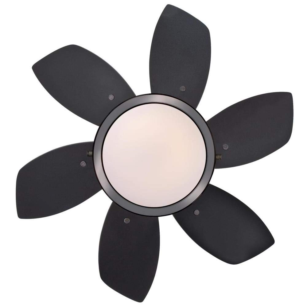 24-Inch Ciata Small Ceiling Fan with Dimmable LED Light - Gun Metal Finish, Reversible Black/Graphite Blades & Frosted Glass Shade - Perfect for Bedroom, Living Room, and Office Spaces