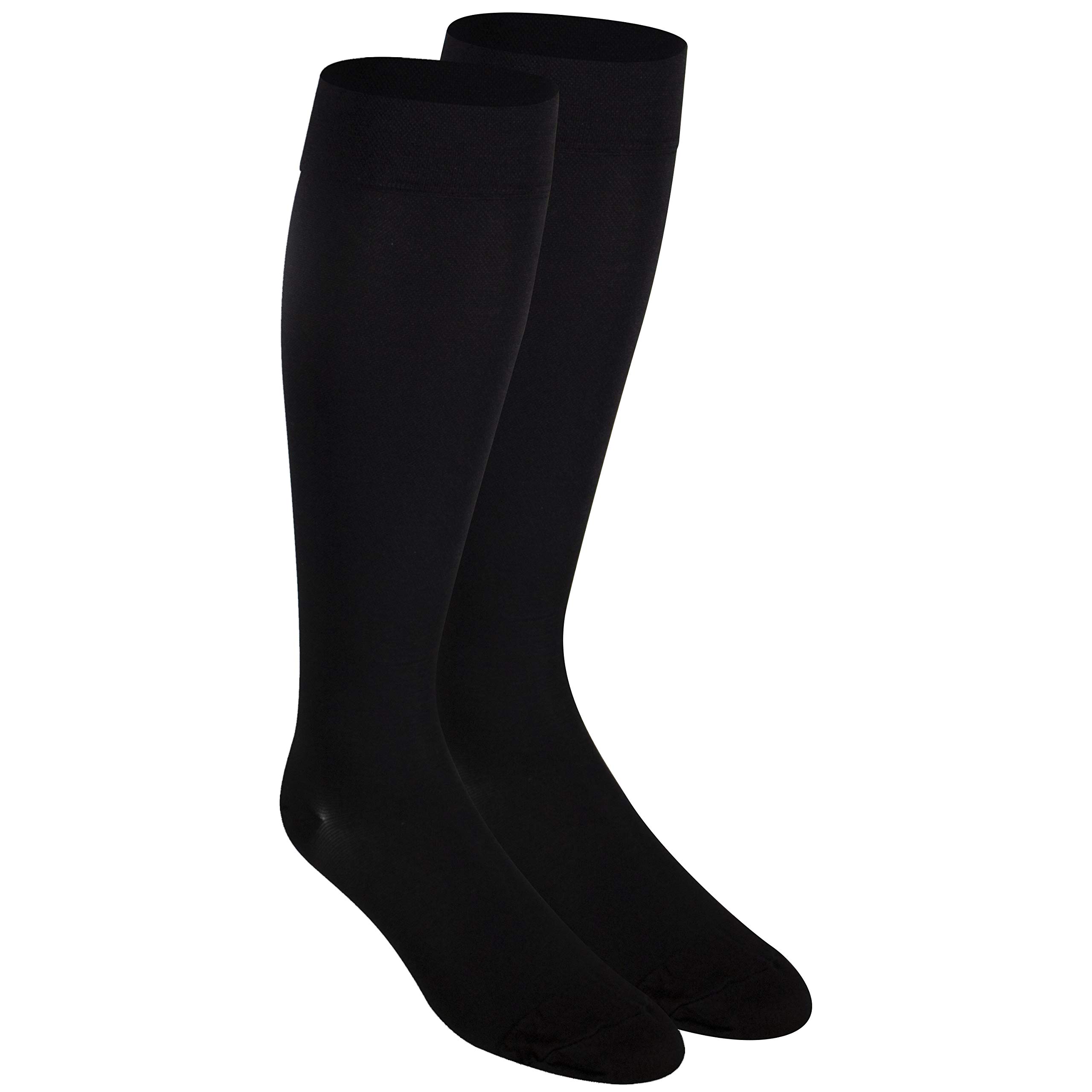 NuVein Medical Compression Stockings 15-20 mmHg - Knee High Support Socks for Women & Men - Closed Toe Black Medium - Ideal for Travel, Varicose Veins & Circulation Support