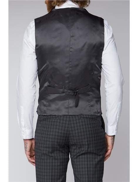 Gibson Grey Mini Check Suit Waistcoat for Men - Slim Fit Formal Vest for Wedding, Office & Business Attire