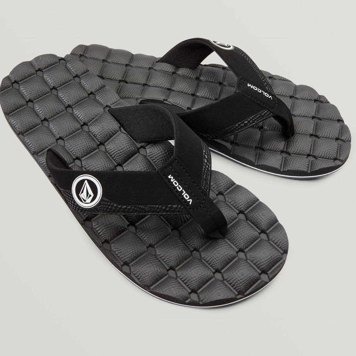 Volcom Recliner Sandals - Comfortable Flip Flops for Men & Women | Black & White Color | Perfect for Beach, Pool, and Summer Vacation
