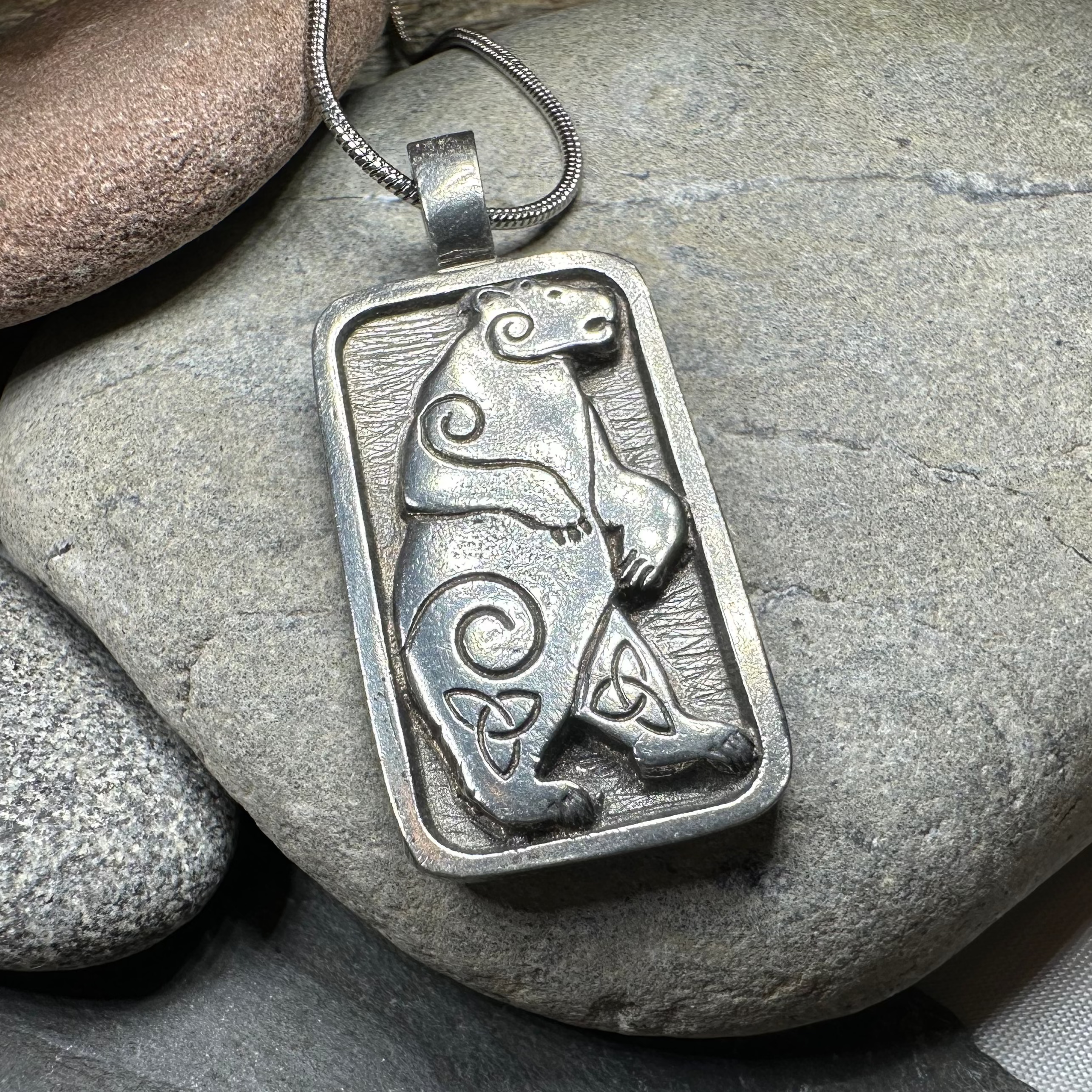 Celtic Spiral Bear Pewter Pendant Necklace for Men & Women - Viking Jewelry, Norse Mythology Gift, Spiritual Protection Amulet - Perfect for Everyday Wear, Pagan Festivals & Viking Cosplay